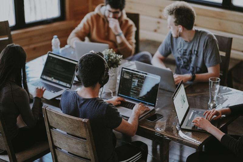 Team collaborating in a modern office